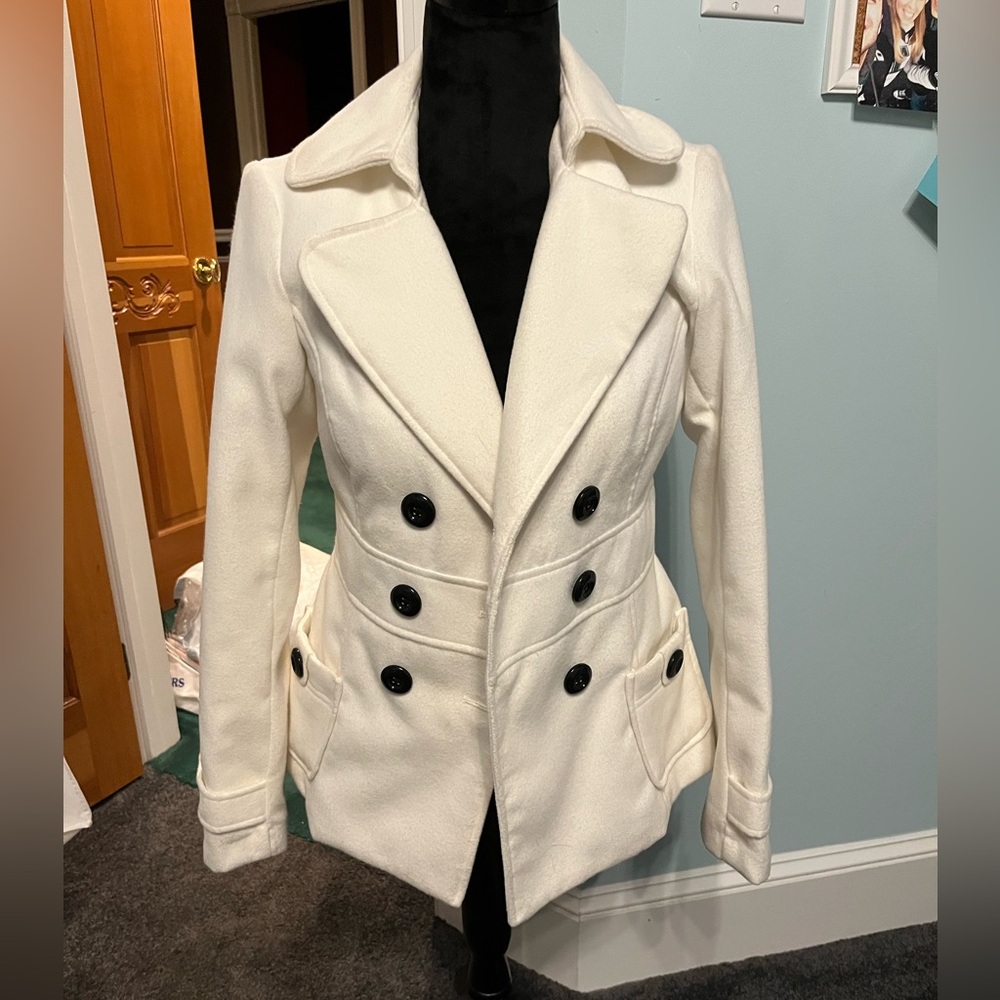 Classic White Peacoat